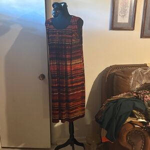 Ronni Nicole Sleeveless Red and Orange Midi Dress